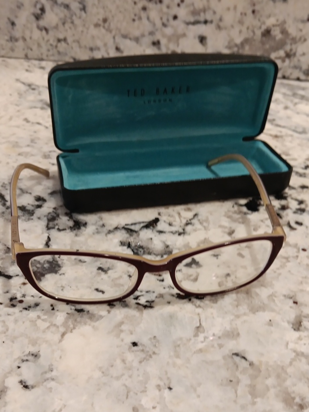 Ted Baker Women's Burgundy and Gold Cat-Eye Glasses